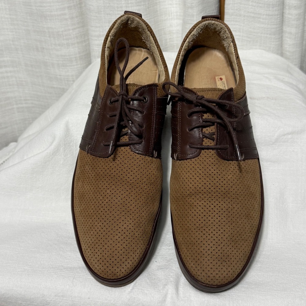 Greyder Men Brown Suede Leather Perforated Lace Up Oxford Dress Shoes‎ Size 10US